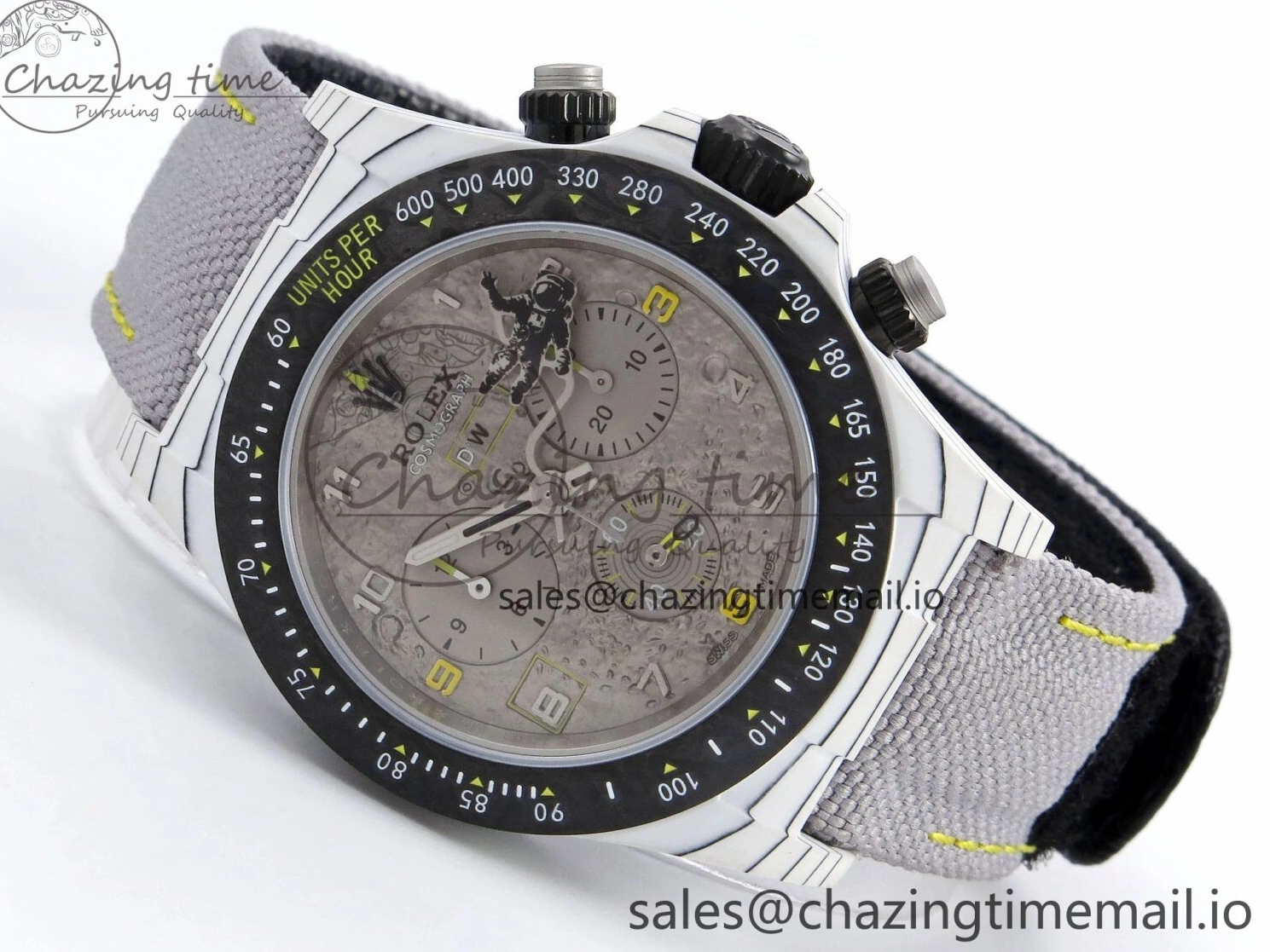 Clone Gray Gray Dial Space DIW Daytona Nylon Mission Textured Strap A4130 on 0228